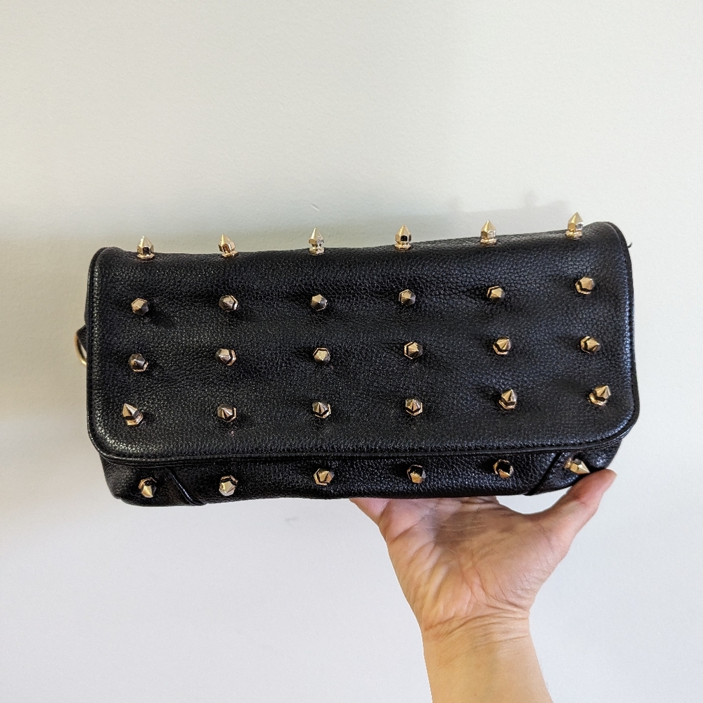Spiked Handbag Black Faux Leather